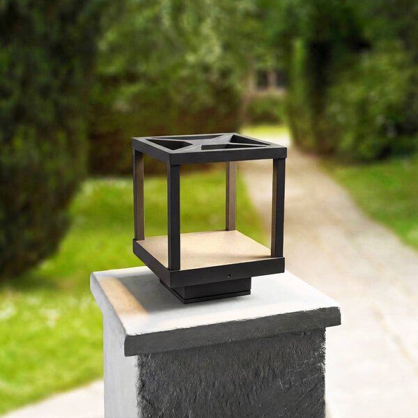 Podstavná lampa Lucande LED Lealan, čierna, kov, 23 cm, IP54, Čierna, Hliník, Moderný, Vonkajčie stĺpové osvetlenie