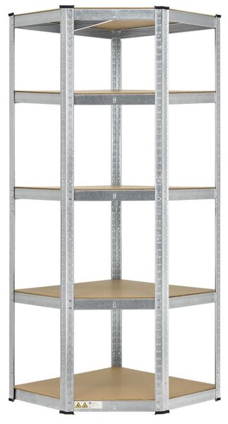 Kovový rohový regál 180x70x40-70 cm, 5 políc, nosnosť 875 kg