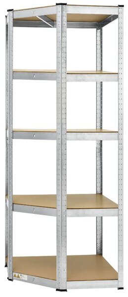 Kovový rohový regál 180x70x40-70 cm, 5 políc, nosnosť 875 kg