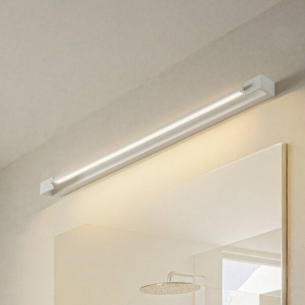 Arcchio LED nástenné svetlo Jora, 90 cm, biele, otočné, IP44, Biela / opálová, Kúpeľňa, Hliník, Moderný, Nástenné svietidlo