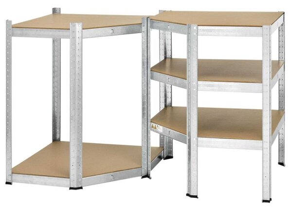 Kovový rohový regál 180x70x40-70 cm, 5 políc, nosnosť 875 kg