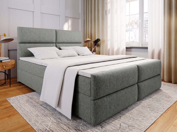 Manželská boxspring posteľ s úložným priestorom Mulen 160x200 - olivová