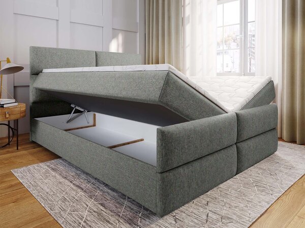 Manželská boxspring posteľ s úložným priestorom Mulen 160x200 - olivová