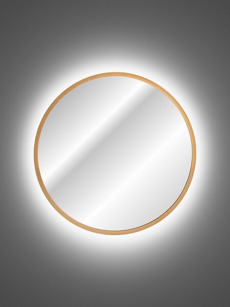 Comad Závesné zrkadlo s LED osvetlením Hestia ⌀80 cm, zlaté