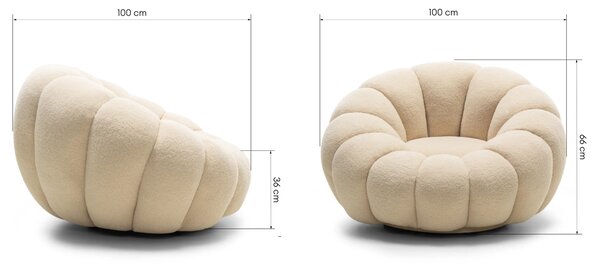 Hector Dizajnové relaxačné kreslo VENEZIA 100 cm bouclé béžové