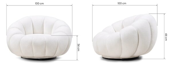 Hector Dizajnové relaxačné kreslo VENEZIA 100 cm boucle biele