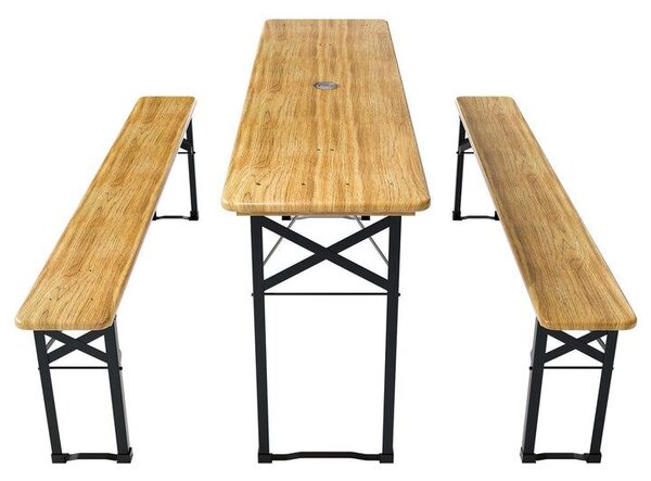 Záhradný pivný set, skladací, drevo/kov, 170 cm