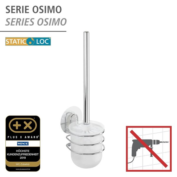 WENKO WC kefa BEZ VŔTANIA StaticLoc OSIMO lesklý kov 38x10x12 cm