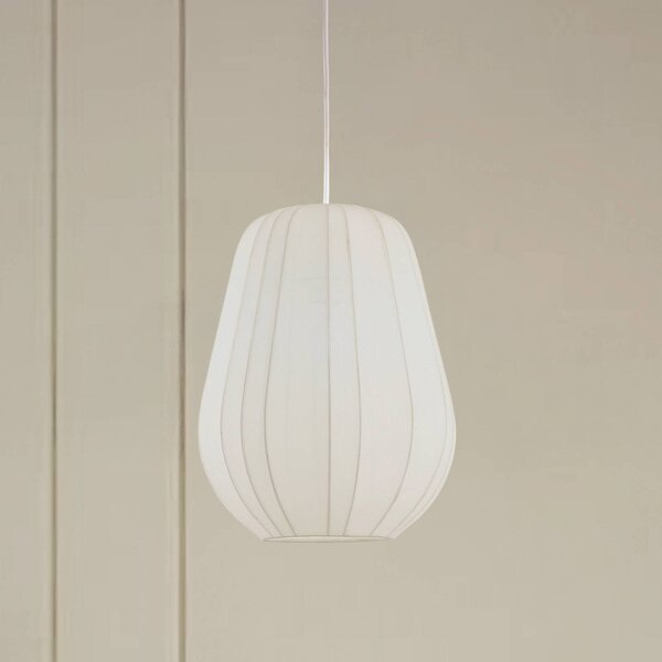Lindby Závesné svietidlo Helin, biele, Ø 30 cm, látka, Biela / opálová, Obývacia izba / jedáleň, Textil / látka / hodváb, Moderný, Závesné svietidlo