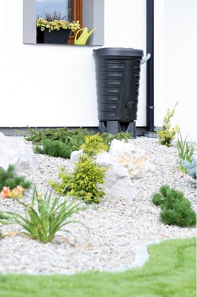 Sud na dažďovú vodu, priemer 64,8 cm, 210 l, čierna