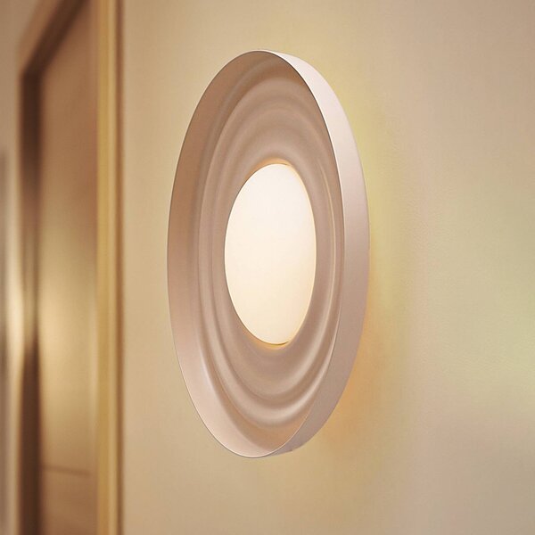 Lindby LED nástenné svetlo Waves, béžové, Ø 43 cm, kov, Krémová / jantárovo žltá, Obývacia izba / jedáleň, kov, Moderný, Nástenné svietidlo