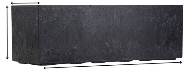 HowHomely Květináč na kolečkách BETONIQUE 90x30 cm černý beton