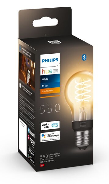 8719514342941 Philips Hue White Filament žiarovka E27 A60 V2 7W/550lm 2100K
