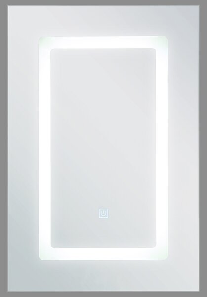 Zrkadlová skrinka do kúpeľne biela strieborná preglejka sklo 40 x 60 cm s LED osvetlením moderný štýl kúpeľňa