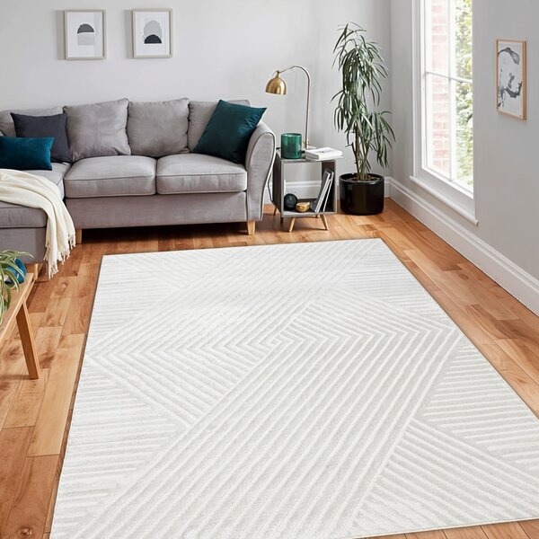 Dywany Łuszczów , Kusový koberec Balance 1503 cream, 80x150, biela, obývacia izba