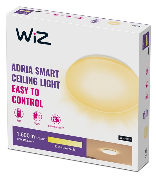 Stropné Lampa WiZ, Adria, stmievateľné, Biela, Obývacia izba, Plast, Moderný
