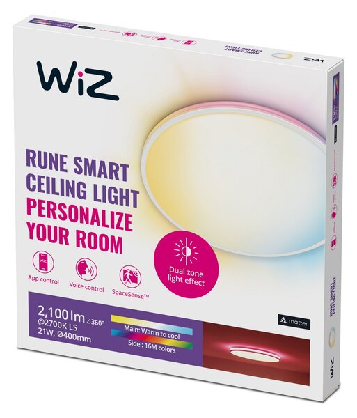 Stropné Lampa WiZ, Rune, stmievateľné, Biela, Obývacia izba, Plast, Moderný