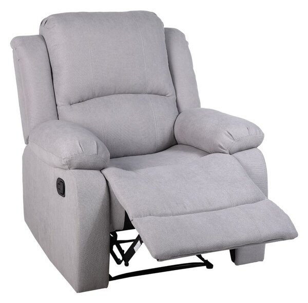 Luxusné relaxačné polohovacie kreslo s výklopnou podnožou, svetlosivá látka (k411893)