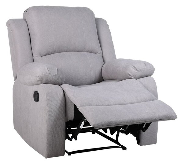 Luxusné relaxačné polohovacie kreslo s výklopnou podnožou, svetlosivá látka (k411893)