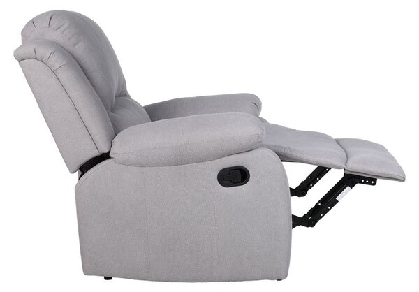 Luxusné relaxačné polohovacie kreslo s výklopnou podnožou, svetlosivá látka (k411893)