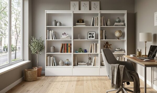 TP Living Sada 3 ks kancelářských regálů Palermo bílá