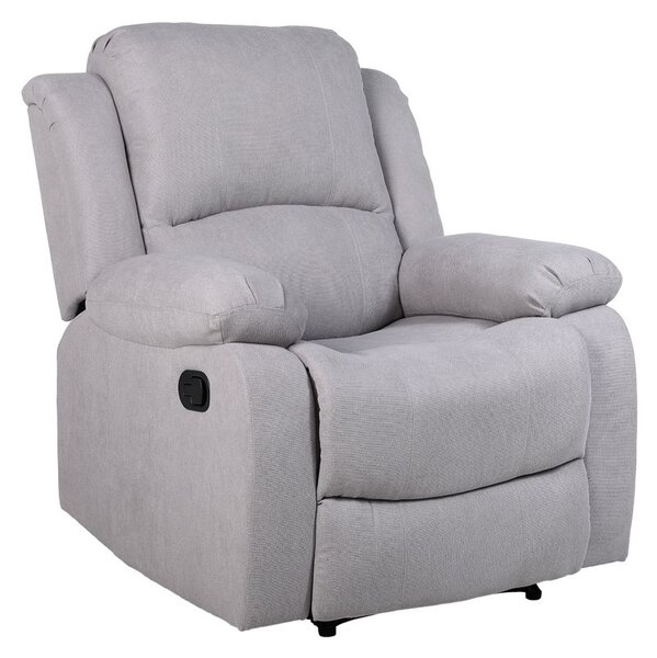 Luxusné relaxačné polohovacie kreslo s výklopnou podnožou, svetlosivá látka (k411893)