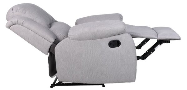 Luxusné relaxačné polohovacie kreslo s výklopnou podnožou, svetlosivá látka (k411893)