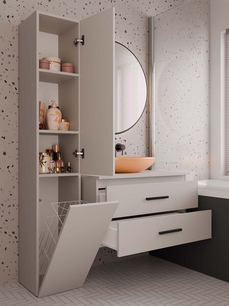 TP Living Závěsná skříňka pod umyvadlo s deskou NEL 2S 80 cm kašmírová