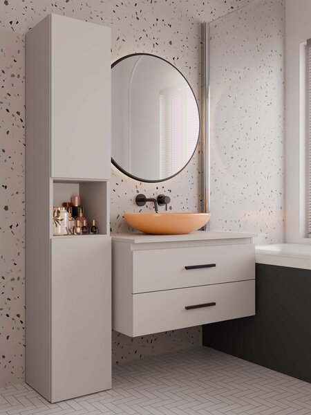 TP Living Závěsná skříňka pod umyvadlo s deskou NEL 2S 80 cm kašmírová