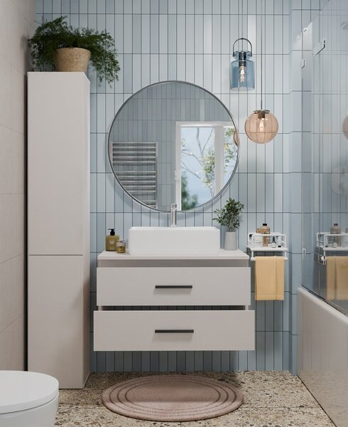 TP Living Závěsná skříňka pod umyvadlo s deskou NEL 2S 80 cm kašmírová