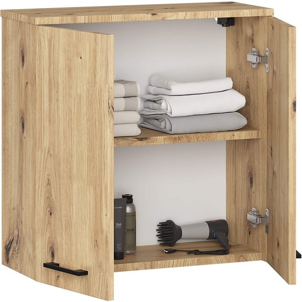 Ak furniture Závesná kúpeľňová skrinka Fin 60 cm dub artisan
