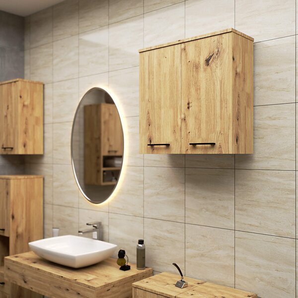 Ak furniture Závesná kúpeľňová skrinka Fin 60 cm dub artisan