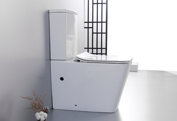CERANO - WC kombi Bruno, Rimless + Slim/UF sedátko - spodný/zadný odpad - biela lesklá - 64x36 cm
