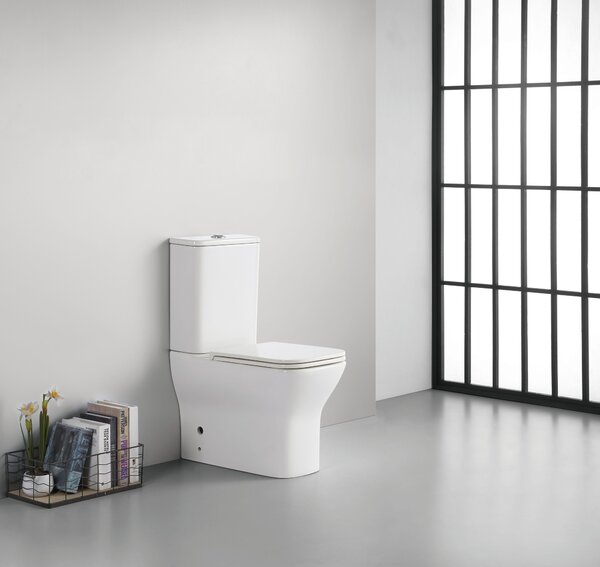 CERANO - WC kombi Hugo, Rimless + Slim/UF sedátko - spodný/zadný odpad - biela lesklá - 63,5x35,5 cm
