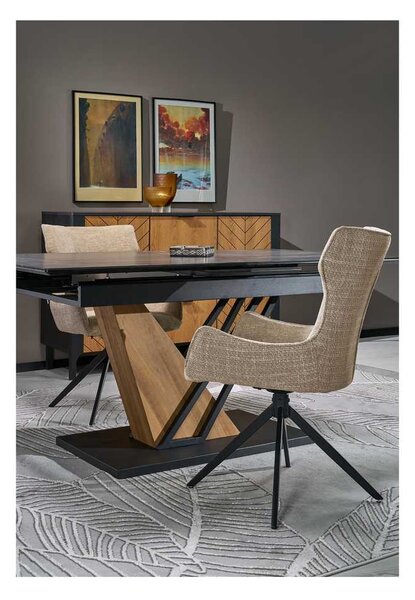 Jedálenský stôl Sterzo 160-200 x 90 cm, čierna / dub zlatý
