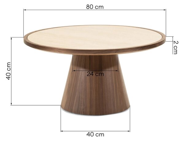 Hector Konferenčný stolík Kyoto 80 cm travertín/orech