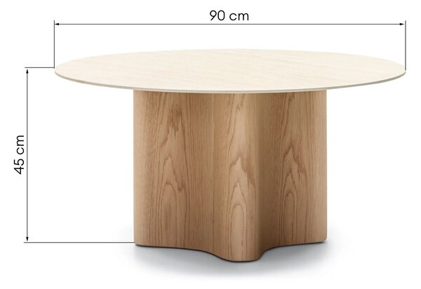 Hector Konferenčný stolík Alesund 90 cm travertín/dub prírodný