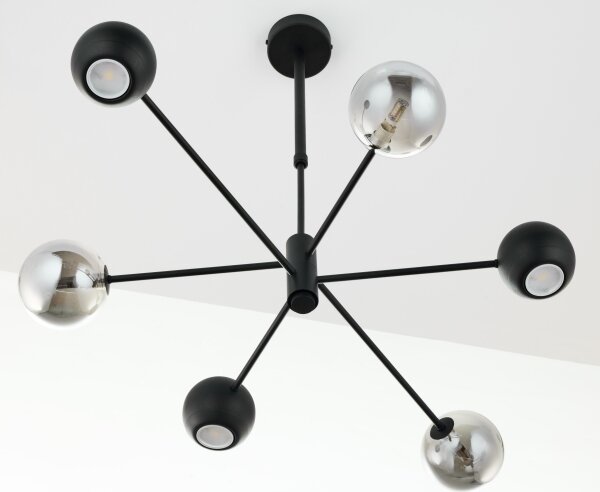 Jupiter 1974 - Luster na tyči MOKA 3xGU10/10W/230V + 3xG9/10W/230V čierna/chróm