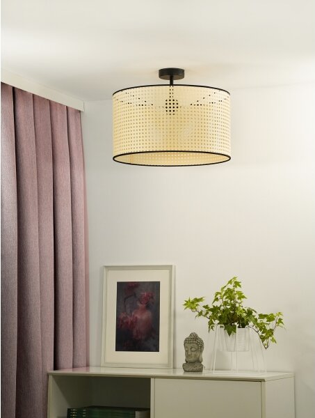 Duolla - Prisadený luster ROLLER RATTAN 1xE27/15W/230V pr. 45 cm béžová/čierna