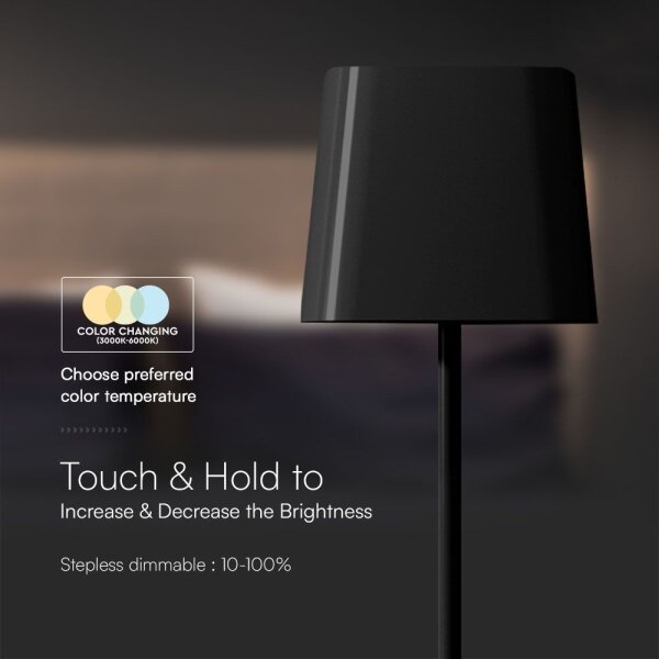 LED Solárna magnetická stolná lampa LED/5W/5V 3000-6000K 3600 mAh IP65 čierna