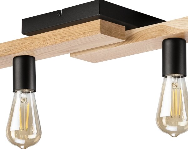Prisadený luster MATTE 4xE27/15W/230V čierna/dub