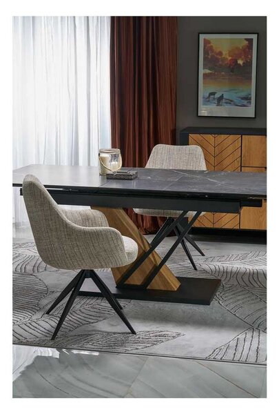 Jedálenský stôl Sterzo 160-200 x 90 cm, čierna / dub zlatý