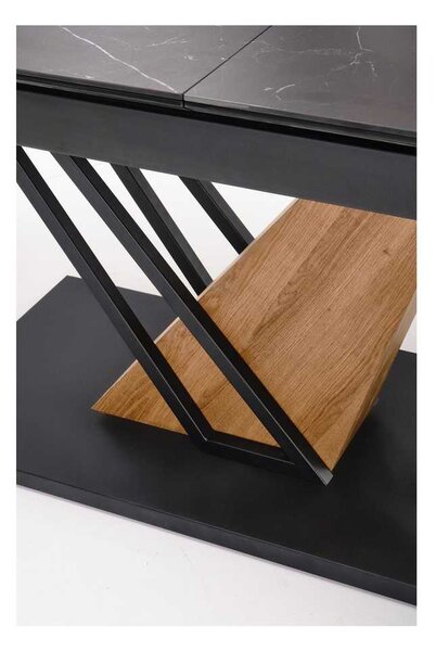 Jedálenský stôl Sterzo 160-200 x 90 cm, čierna / dub zlatý