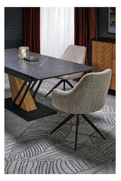 Jedálenský stôl Sterzo 160-200 x 90 cm, čierna / dub zlatý