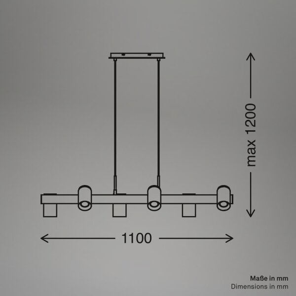 Briloner 4059065 - Závesný luster na lanku ERA 6xGU10/10W/230V čierny
