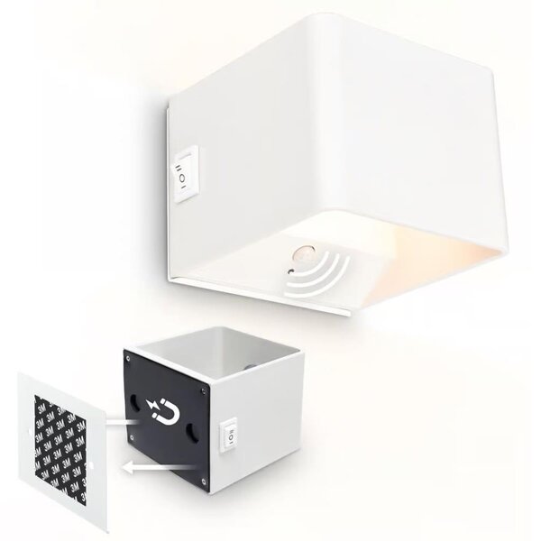 Briloner 3879016 - LED nabíjateľné nástenné svietidlo s pohybovým senzorom BORRA LED/1,5W/5V 3600 mAh biela