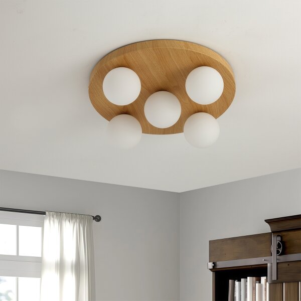 Brilagi - Stropné svietidlo LUND WOOD 5xG9/9W/230V pr. 40 cm drevené