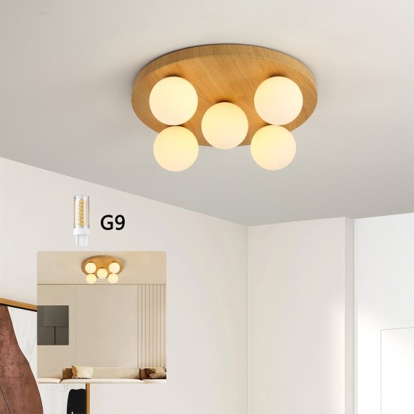 Brilagi - Stropné svietidlo LUND WOOD 5xG9/9W/230V pr. 40 cm drevené