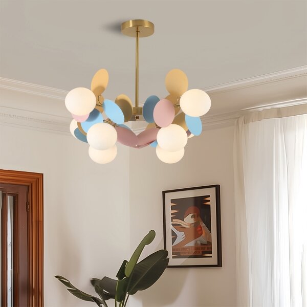 Brilagi - Luster na tyči BALMO 8xG9/9W/230V pr. 60 cm zlatá/modrá/ružová