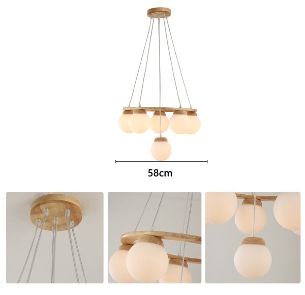 Brilagi - Závesný luster na lanku VISBY WOOD 6xE27/60W/230V priemer 58 cm drevo